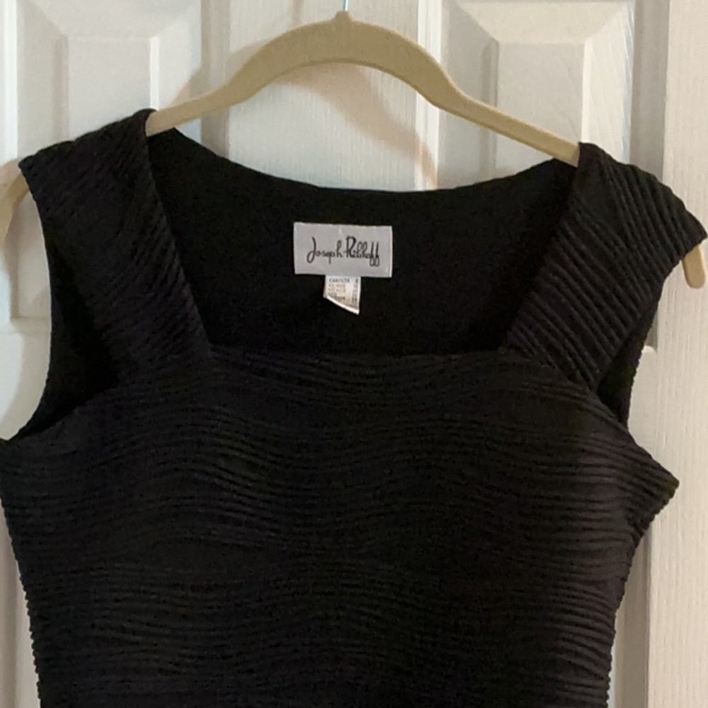 Joseph Ribkoff Vintage Black Unique Ribbed Top